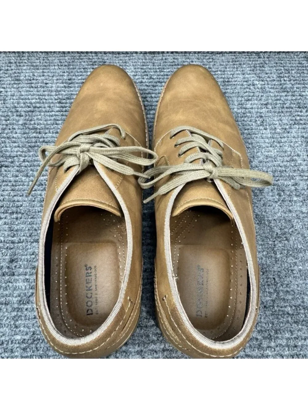 Dockers Shoes Mens 12 Tan Brown Bronson Oxford Lace Up Casual Dress Gum Sole